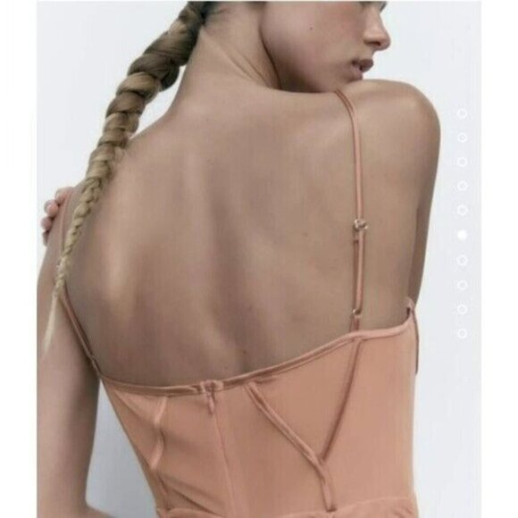 NWOT Zara dusty rose ruched tulle corset mini dress XS - Picture 5 of 16